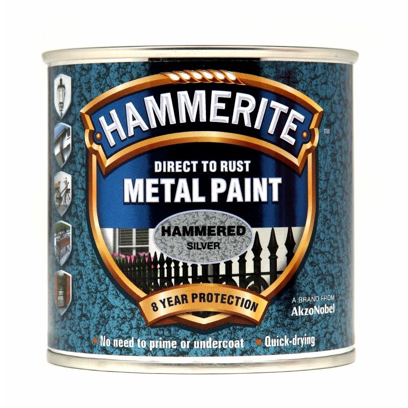 Hammerite Direct To Rust Hammered Finish; Silver (SIL); 250ml