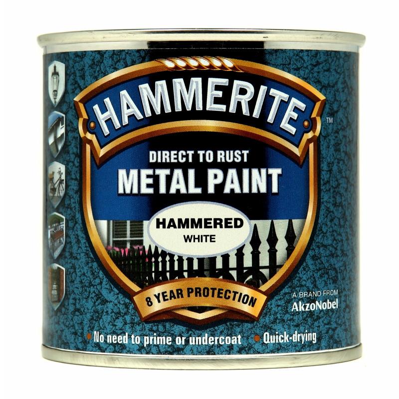 Hammerite Direct To Rust Hammered Finish; White (WH); 250ml