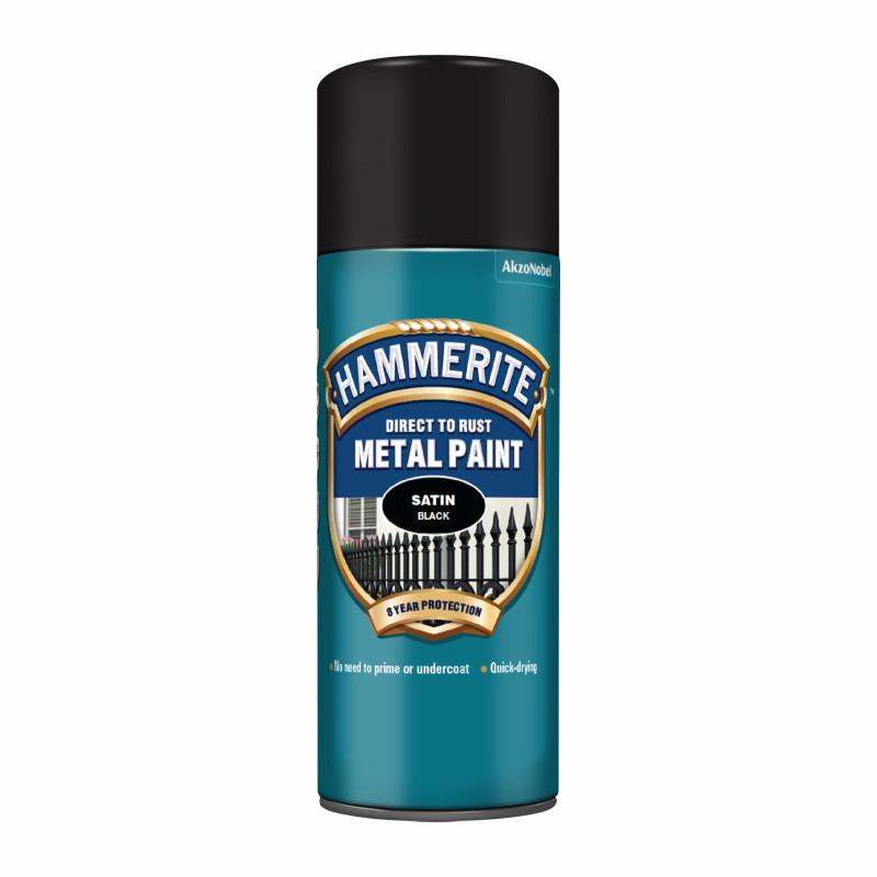 Hammerite Direct To Rust Spray Satin Finish; Black (BK); 400ml