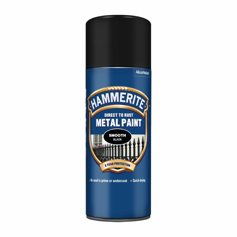 Hammerite Direct To Rust Spray Smooth Finish; Black (BK); 400ml