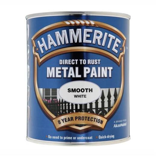 Hammerite Direct To Rust Smooth Finish; White (WH); 250ml