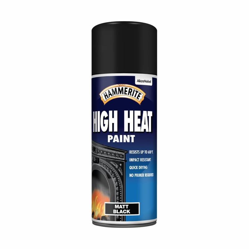 Hammerite High Heat Paint Aerosol; Black (BK); 400ml