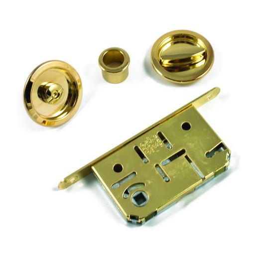 Henderson 395PB Sliding Door Flush Lock Set; Complete With Turn And Release; 40 - 48mm Thick Doors; Polished Brass (PB)