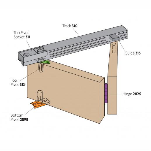 Henderson B10/2 Bifold Folding Wardrobe Door Gear; 14kg Max Per Leaf; 2 Leaves; Track Length 1067mm