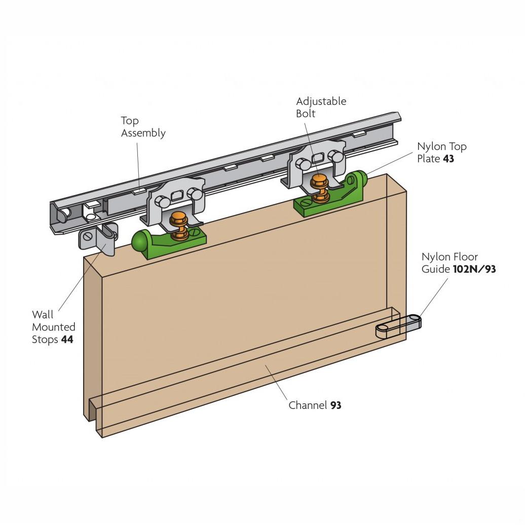 Henderson J2 Marathon 55 Sliding Door Gear; 55kg Maximum Door Weight; 400 -750mm Door Width