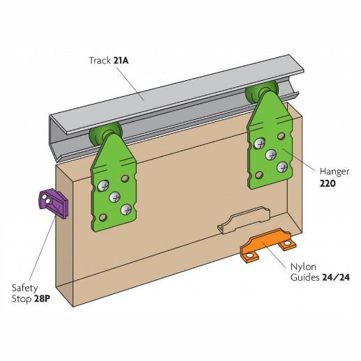 Henderson ST12 Single Top Sliding Door Gear; 45kg; 600mm Maximum Leaf Width; 16-40mm Thick Door; 1200mm Track Length