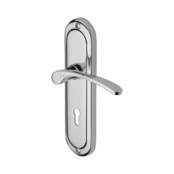 Heritage AMB6200-PC Ambassador Lever Handle Lock Set; Backplate 189 x 48mm (7 1/2