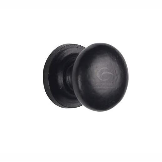 Heritage Brass FB613 25 Mushroom Pattern Cabinet Knob; Smooth Black Iron; Matt Black Finish (MBK); 30mm Projection; 25mm (1