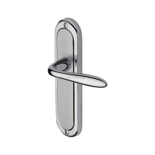 Heritage HEN1210-AP Henley Lever Handle Latch Set; 189 x 48mm Backplate; Apollo Mixed Finish; Polished Chrome Edge And Satin Chrome Face (CP)(SCP)