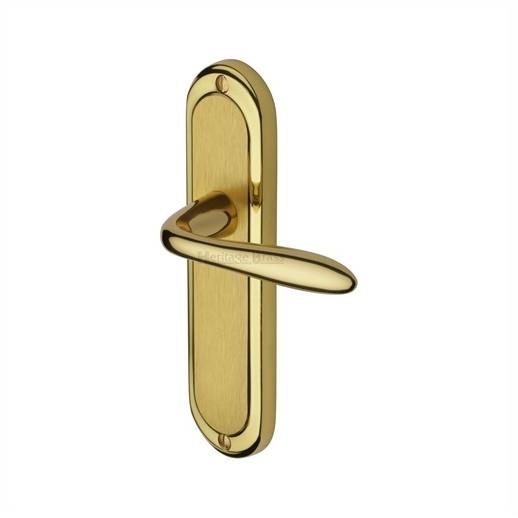 Heritage HEN1210-MF Henley Lever Handle Latch Set; 189 x 48mm Backplate; Mayfair Mixed Finish; Polished Brass Edge And Satin Brass Face (PB)(SB)