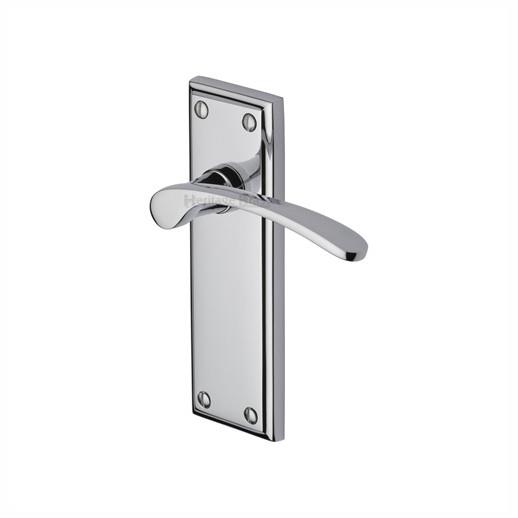 Heritage HIL8610-PC Hilton Lever Handle Latch Set; 153 x 49mm Backplate; Polished Chrome Plated (CP)