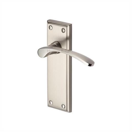 Heritage HIL8610-SN Hilton Lever Handle Latch Set; 153 x 49mm Backplate; Satin Nickel Plated (SNP)