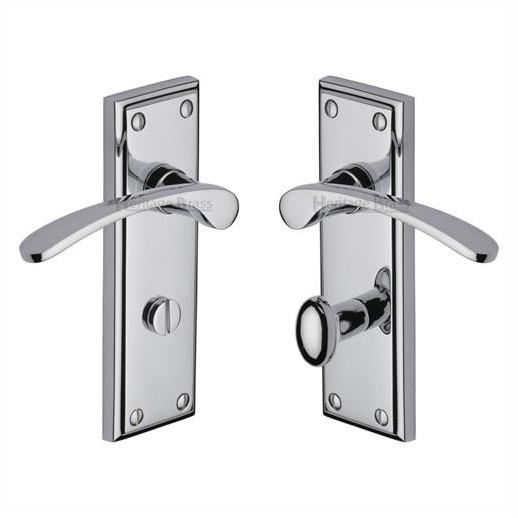 Heritage HIL8630-PC Hilton Lever Handle Bathroom Set; 153 x 49mm Backplate; Polished Chrome Plated (CP)