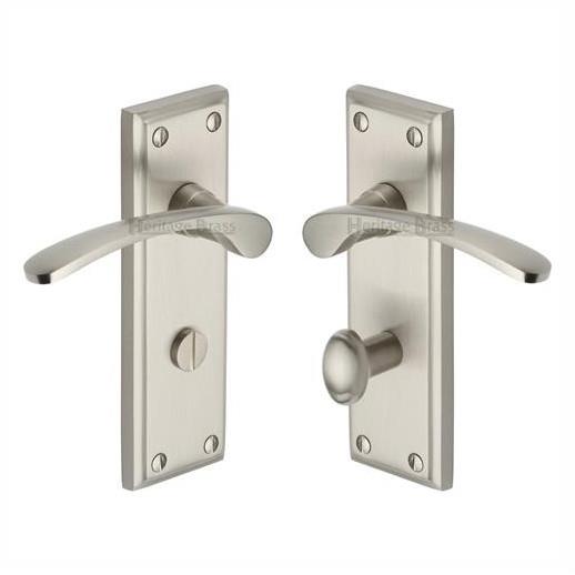 Heritage HIL8630-SN Hilton Lever Handle Bathroom Set; 153 x 49mm Backplate; Satin Nickel Plated (SNP)