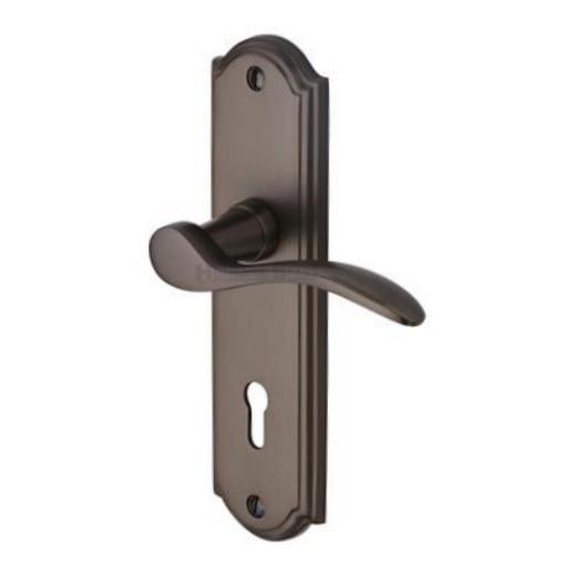 Heritage HOW1300-MB Howard Lever Handle Lock Set; 170 x 48 x 9mm Backplate; 109mm Lever; 53mm Projection; Matt Bronze (MBZ)