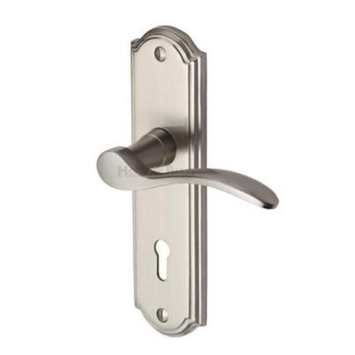 Heritage HOW1300-SN Howard Lever Handle Lock Set; 170 x 48 x 9mm Backplate; 109mm Lever; 53mm Projection; Satin Nickel Plated (SNP)