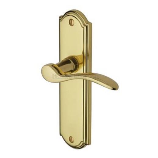 Heritage HOW1310-PB Howard Lever Handle Latch Set; 170 x 48 x 9mm Backplate; 109mm Lever; 53mm Projection; Polished Brass (PB)