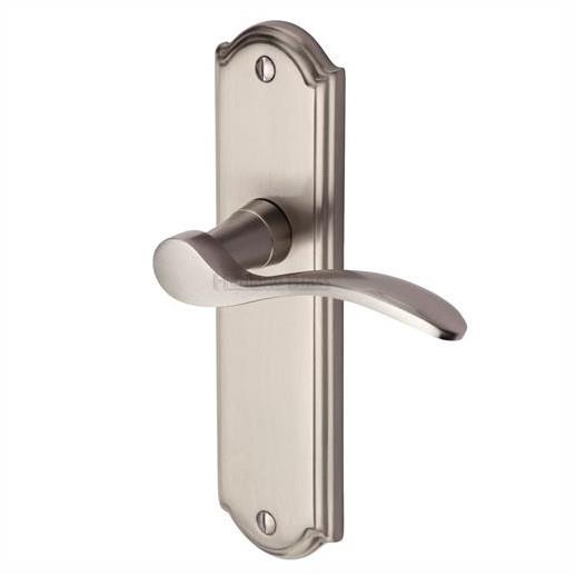 Heritage HOW1310-SN Howard Lever Handle Latch Set; 170 x 48 x 9mm Backplate; 109mm Lever; 53mm Projection; Satin Nickel Plated (SNP)