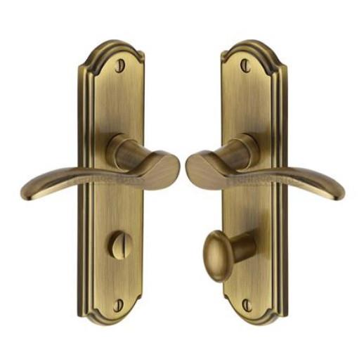 Heritage HOW1330-AT Howard Lever Handle Bathroom Set; 170 x 48 x 9mm Backplate; 109mm Lever; 53mm Projection; Antique Brass (ABR)