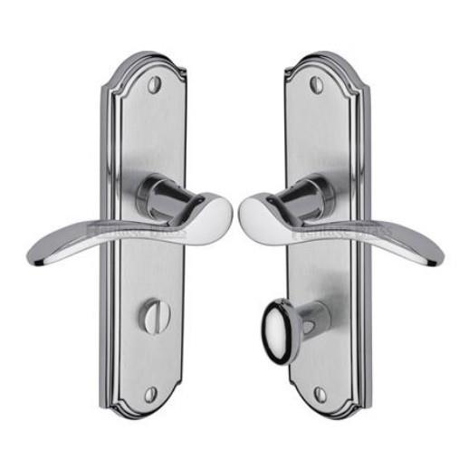 Heritage HOW1330-AP Howard Lever Handle Bathroom Set; 170 x 48 x 9mm Backplate; 109mm Lever; 53mm Projection; Apollo Mixed Finish Polished Chrome Edge With Satin Chrome Face (CP)(SCP)
