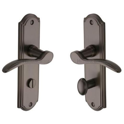Heritage HOW1330-MB Howard Lever Handle Bathroom Set; 170 x 48 x 9mm Backplate; 109mm Lever; 53mm Projection; Matt Bronze (MBZ)