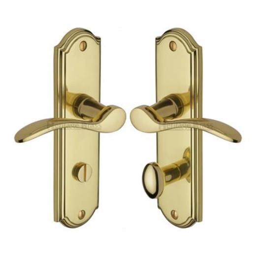 Heritage HOW1330-PB Howard Lever Handle Bathroom Set; 170 x 48 x 9mm Backplate; 109mm Lever; 53mm Projection; Polished Brass (PB)