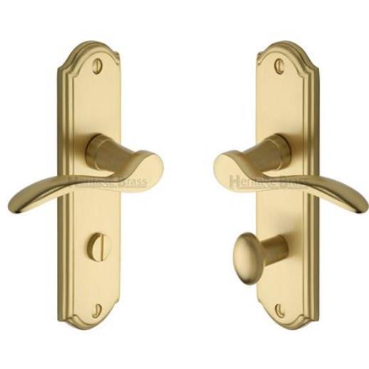 Heritage HOW1330-SB Howard Lever Handle Bathroom Set; 170 x 48 x 9mm Backplate; 109mm Lever; 53mm Projection; Satin Brass (SB)