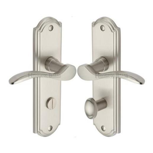 Heritage HOW1330-SN Howard Lever Handle Bathroom Set; 170 x 48 x 9mm Backplate; 109mm Lever; 53mm Projection; Satin Nickel Plated (SNP)