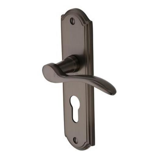 Heritage HOW1348-MB Howard Euro Profile Lever Handle Lock Set; 170 x 48 x 9mm Backplate; 109mm Lever; 53mm Projection; Matt Bronze (MBZ)