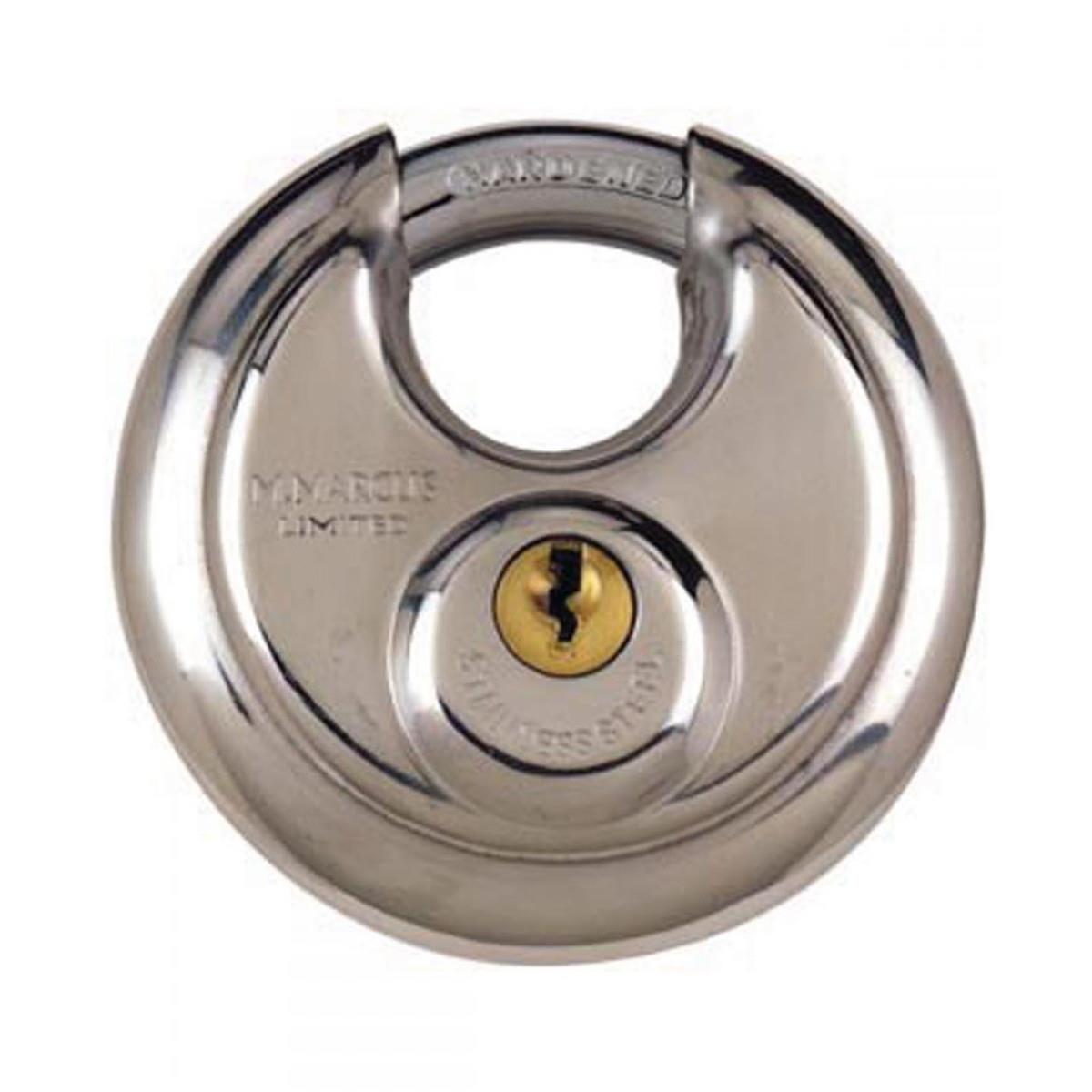 Heritage Brass PA70 70mm Diameter Discus Padlock; Polished Stainless Steel (PSS)