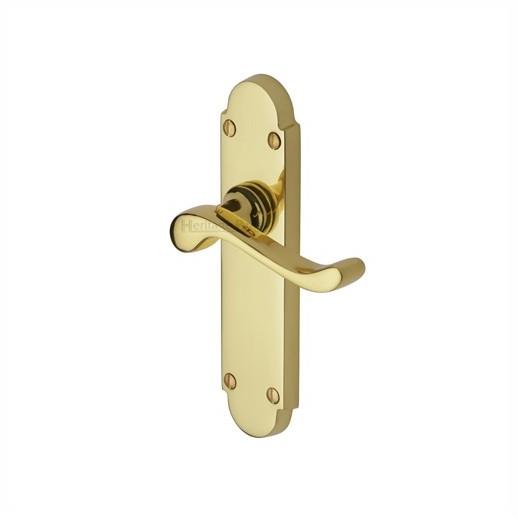 Heritage S610-PB Savoy Victorian Scroll Lever Handle Latch Set; 171 x 42mm Backplate; Polished Brass (PB)