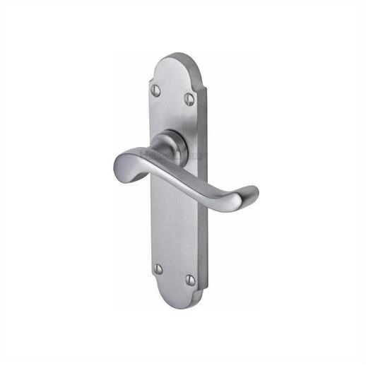Heritage S610-SC Savoy Victorian Scroll Lever Handle Latch Set; 171 x 42mm Backplate; Satin Chrome Plated (SCP)