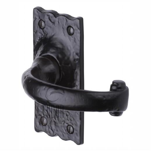 Heritage TC310 The Colonial Lever Handle Latch Set; 132 x 50mm Short Back Plate; Tudor Collection Antique Black (AB)
