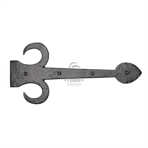 Heritage TC412 381 Fleur-De-Lys (FDL) Dummy Hinge Front; Tudor Collection Antique Black (AB); 381mm (15