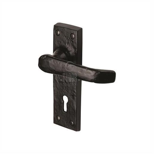 Heritage TC500 Windsor Lever Handle Lock Set; Tudor Collection Antique Black (AB); 142 x 42mm (5 1/2