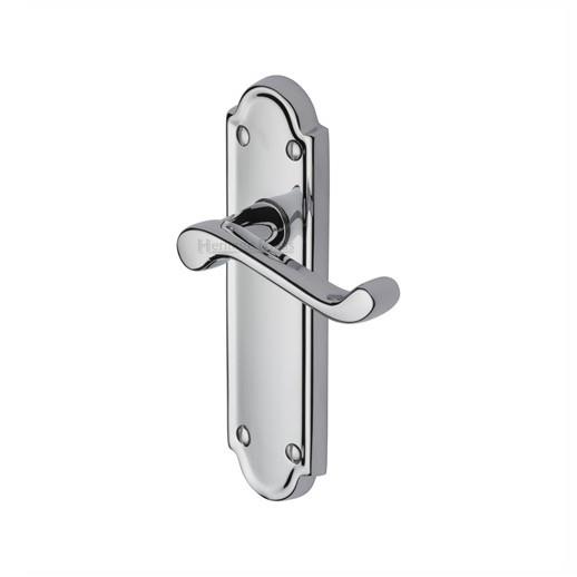 Heritage V313-PC Meridian Scroll Lever Handle Latch Set; 171 x 47mm Back Plate; Polished Chrome Plated (CP)