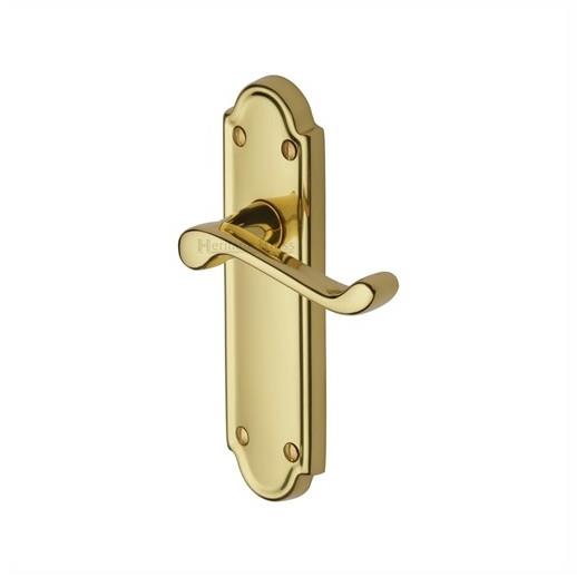 Heritage V313-PB Meridian Scroll Lever Handle Latch Set; 171 x 47mm Back Plate; Polished Brass (PB)