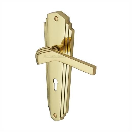 Heritage WAL6500-PB Waldorf Lever Handle Lock Set; 203 x 66mm Back Plate; Polished Brass (PB)