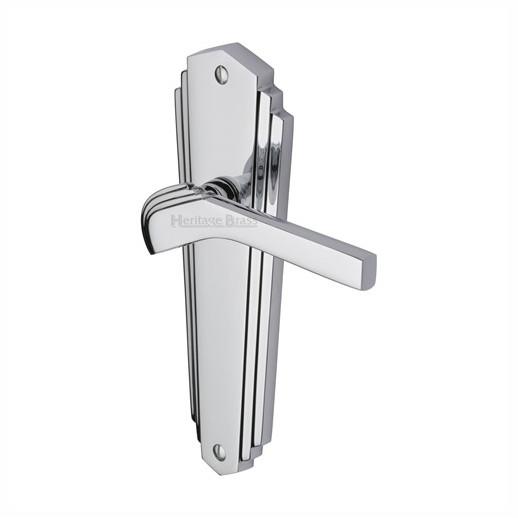 Heritage WAL6510-PC Waldorf Lever Handle Latch Set; 203 x 66mm Back Plate; Polished Chrome Plated (CP)