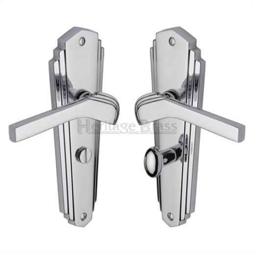 Heritage WAL6530-PC Waldorf Lever Handle Bathroom Set; 203 x 66mm Back Plate; Polished Chrome Plated (CP)