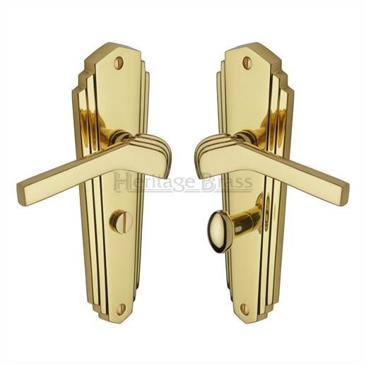 Heritage WAL6530-PB Waldorf Lever Handle Bathroom Set; 203 x 66mm Back Plate; Polished Brass (PB)