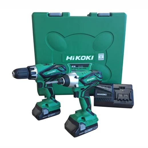 HiKoki KC18DGLJGZ 2 Piece 18 Volt Kit; DV18DGL Combi Drill; WH18DGL Impact Driver; 2 x 3.0Ah Li-ion Batteries; Charger & Case