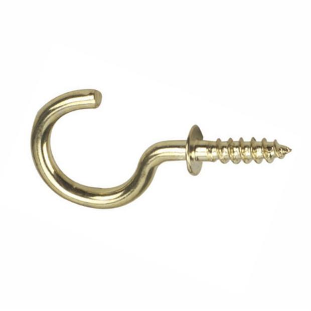 Shouldered Cup Hook; Steel; Electro Brassed (EB); 20mm (3/4")