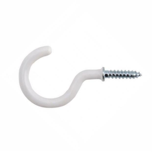 Shouldered Cup Hook; Steel; White (WH); 30mm (1 1/4