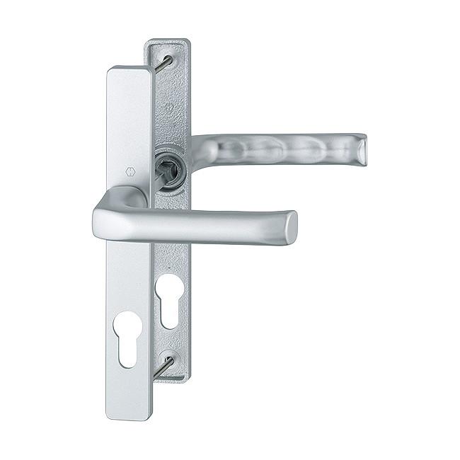 Hoppe 1729881 London Series PVCu Door Handle Set; Unsprung Lever/Lever; 70mm Centres; 205 x 27mm Backplate; 2 Hole Fix; 180mm Screw Centres; 113/200LM; Silver (SIL) (F1)