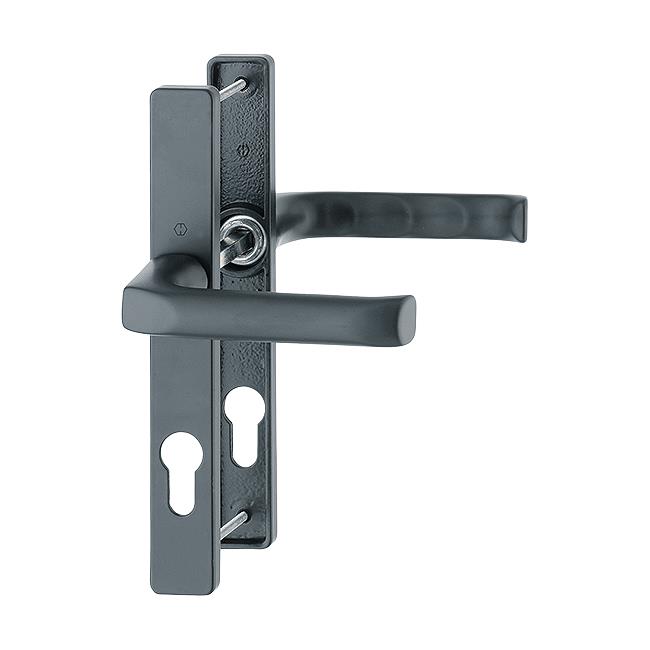 Hoppe 1729910 London Series PVCu Door Handle Set; Unsprung Lever/Lever; 70mm Centres; 205 x 27mm Backplate; 2 Hole Fix; 180mm Screw Centres; 113/200LM; Black (BK) (F9714)