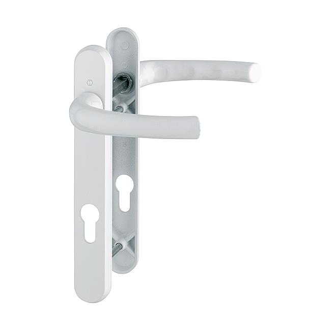 Hoppe 2758405 Tokyo Series PVCu Door Handle Set; Unsprung Lever/Lever; 92mm Centres; 220 x 32mm Backplate; 2 Hole Fix; 122mm Screw Centres; 1710RH/3370N/3360N; White (WH) (F9016)