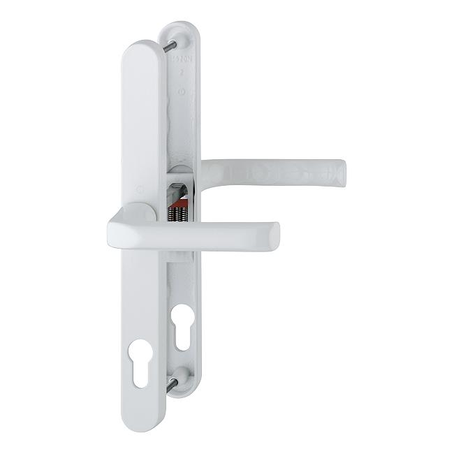 Hoppe 832095 London Series PVCu Door Handle Set; Sprung Lever/Lever; 92mm Centres; 270 x 30mm Backplate; 2 Hole Fix; 240mm Screw Fixings; 113/3620N; White (WH) (F9016)