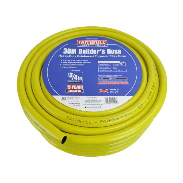 Faithfull Heavy-Duty Reinforced Builder's Hose; 19 x 30 Metre (3/4