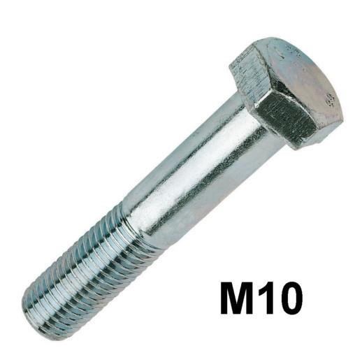 High Tensile Hex Round Hex Bolts; GR8.8; Zinc Plated (ZP); M10 x 35mm